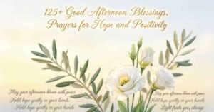 125+ Good Afternoon Blessings, Prayers for Hope and Positivity banner with white flowers and olive leaves