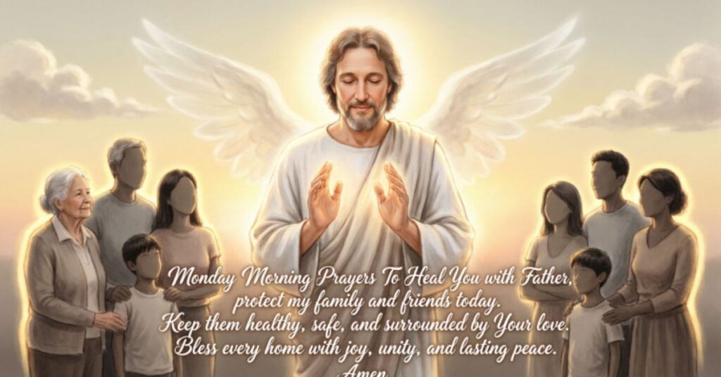Monday Morning Prayers to Heal You with Jesus blessing families and an inspiring prayer for healing, protection, and peace.