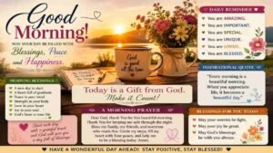 Good Morning blessings, inspirational quotes, prayers, and positive affirmations with a beautiful sunrise