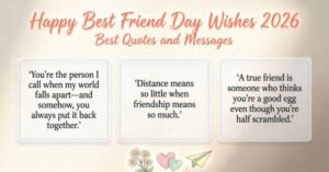 Happy Best Friend Day Wishes 2026 with best friend quotes and messages for friendship and appreciation.