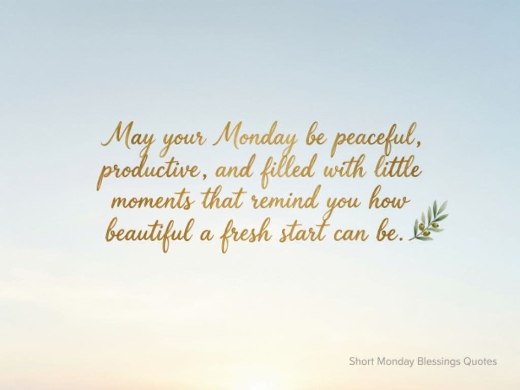 Short Monday blessings quote about peace and fresh starts
