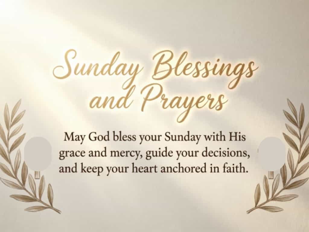 Sunday blessings and prayers quote with elegant text and soft beige background